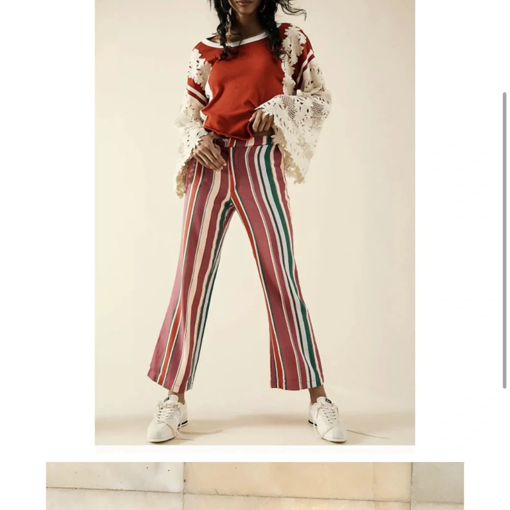 NWT Free People La Paz Slim Crop Pants / Berry Combo